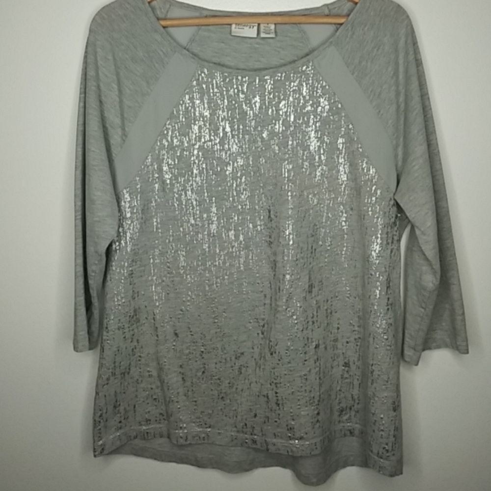 Zenergy chicos 3/4 sleeve gray shirt blouse